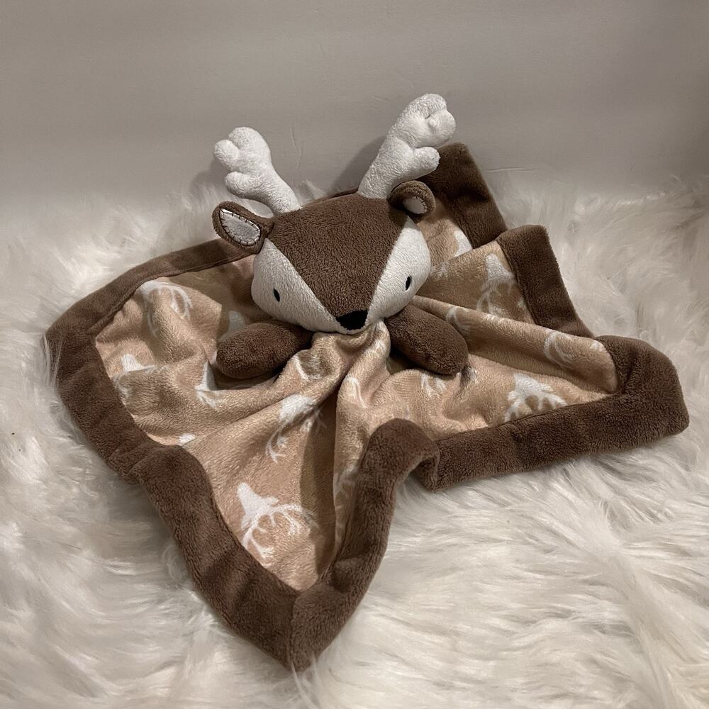 Levtex Baby Deer Infant Security Blanket Lovey Brown Tan White Antlers Buck